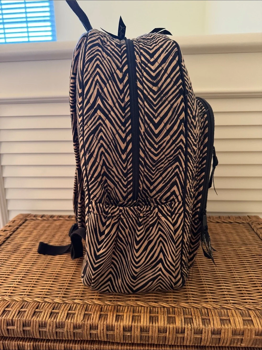 Vera Bradley Black & Tan Zebra-Print Campus Backpack